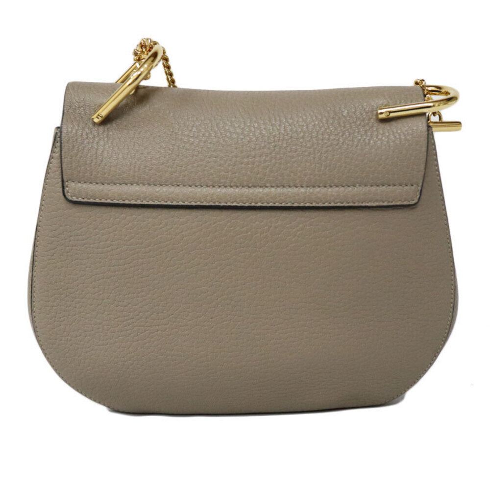 Chloe Drew Shoulder Bag Crossbody Greige Gray Chain Strap Leather - Picture 3 of 10
